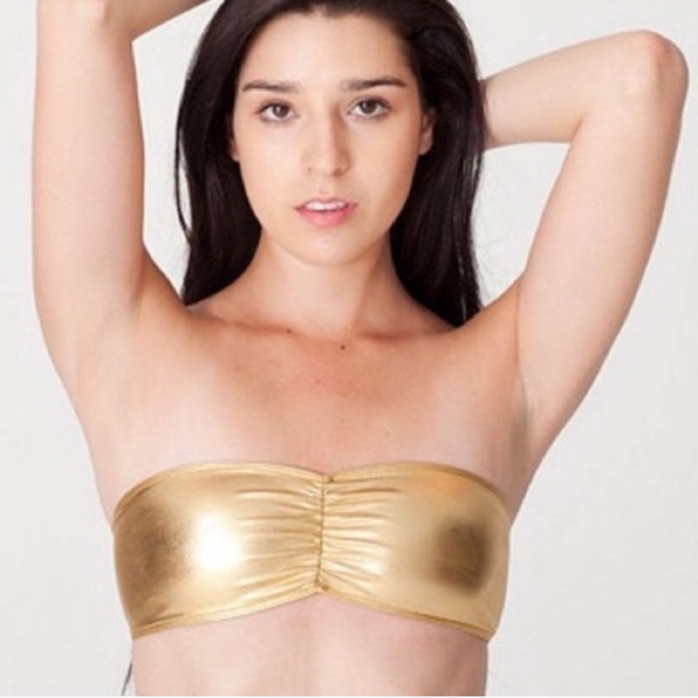American Apparel Shiny Gold Bandeau Top